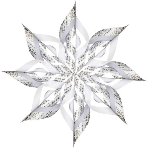 Designsterne Paper Stars Ornaments 32 Blatt 15x15cm Weiß mit silbernem Wappen