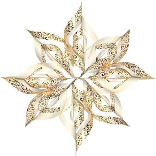Designsterne Paper Stars Ornaments 32 Blatt 15x15cm Weiß mit goldenen Ranken