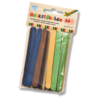 50 Eisstiele Holzstäbchen Lolly Pop Bastelhölzer natur & farbig